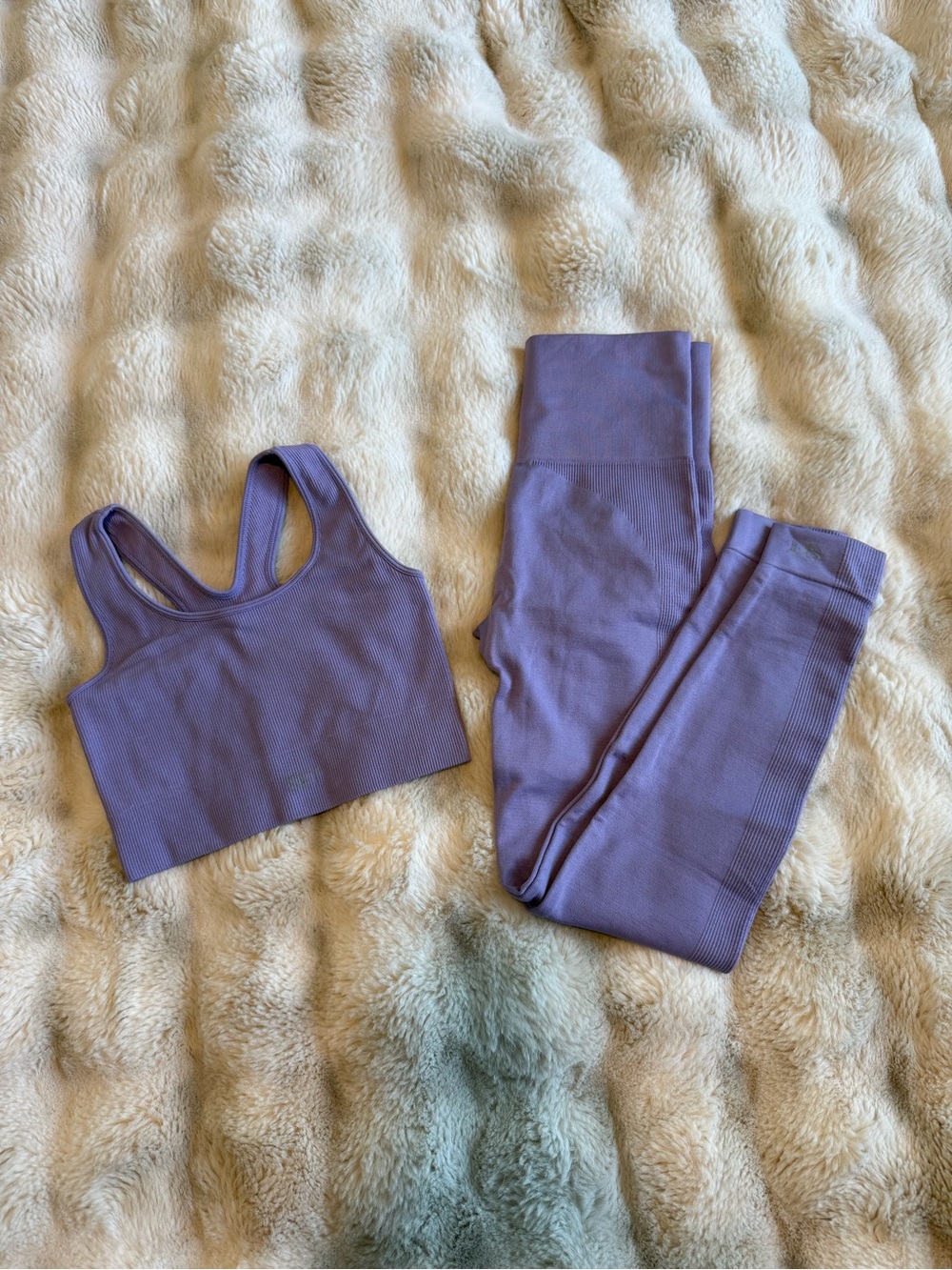 SET Active Lavender Ribbed Sports Bra & Leggings, Size XS
